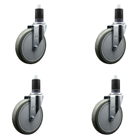 Service Caster 6'' Gray Poly Wheel Swivel 1-5/8'' Expanding Stem Caster Set, 4PK SCC-EX20S614-PPUB-158-4